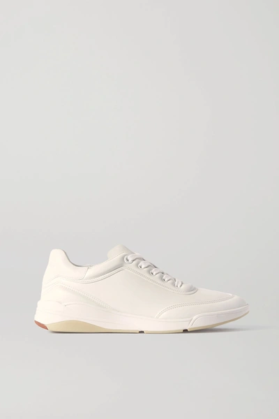 Shop Loro Piana Play Leather Sneakers In White