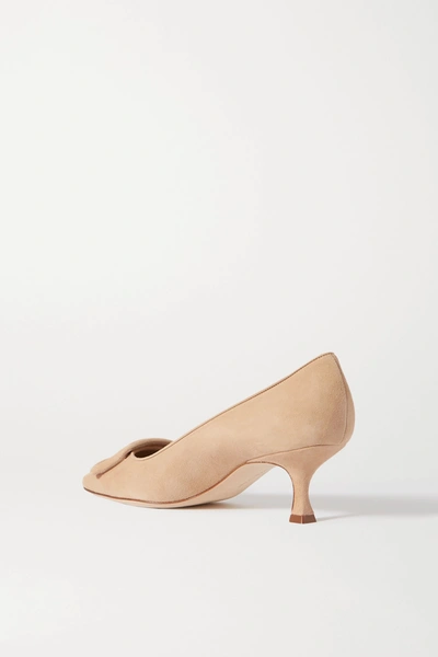 Manolo Blahnik Maysale 50 Buckled Suede Pumps In Neutrals