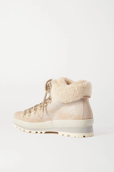Shop Bogner St. Anton Shearling-lined Nubuck Ankle Boots In White