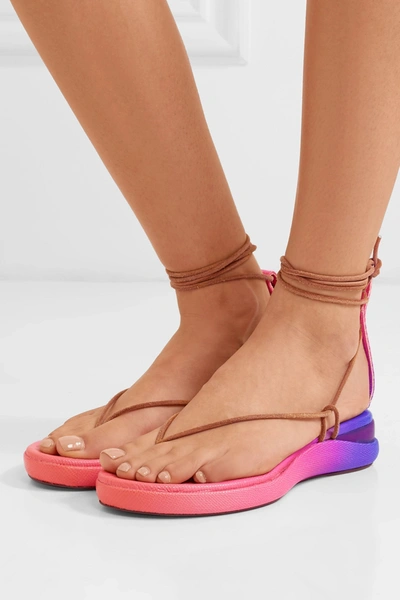 Shop Chloé Wave Dégradé Lizard-effect Leather Sandals In Pink