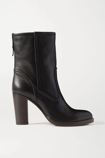 Shop Chloé Emma Leather Ankle Boots In Black