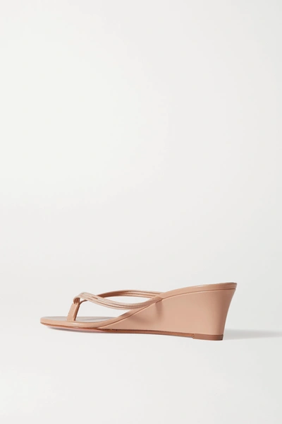 Shop Aquazzura Pedi 45 Leather Wedge Sandals In Neutral