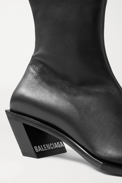 Shop Balenciaga Tiaga Leather Ankle Boots In Black