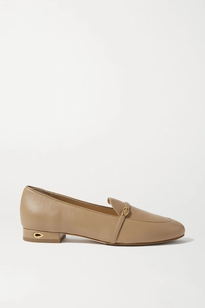 Shop Jennifer Chamandi Fabrizio Leather Loafers In Sand