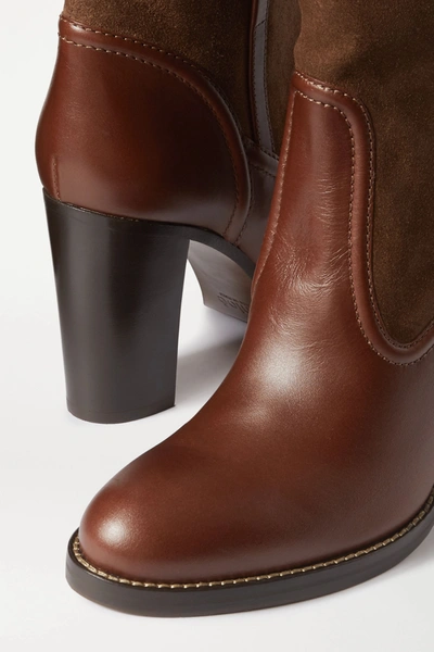 Shop Chloé Emma Suede And Leather Knee Boots In Brown