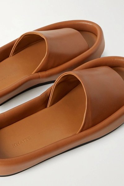 Shop Khaite Venice Leather Slides In Tan