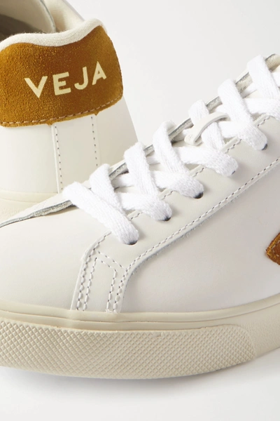 Shop Veja Esplar Suede-trimmed Leather Sneakers In White