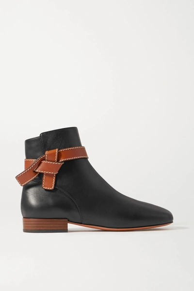 Shop Loewe Gate Topstitched Two-tone Leather Ankle Boots In Black