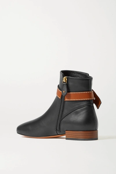 Shop Loewe Gate Topstitched Two-tone Leather Ankle Boots In Black