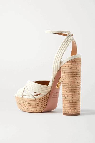 Shop Aquazzura Sundance 140 Vegan Leather Platform Sandals In White