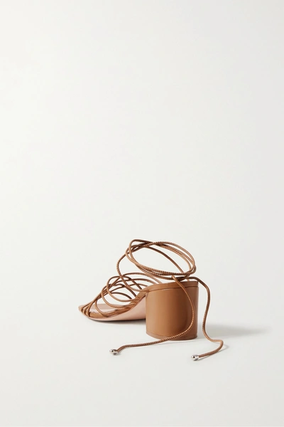 Shop Porte & Paire Woven Leather Sandals In Tan