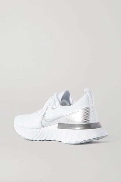 Shop Nike React Infinity Run Metallic Flyknit Sneakers In White
