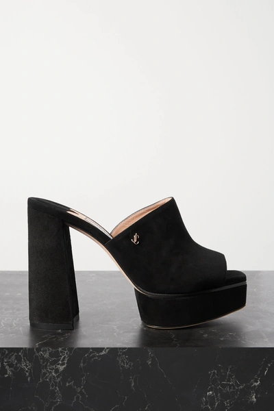 Shop Jimmy Choo Bethen 115 Suede Platform Mules In Black