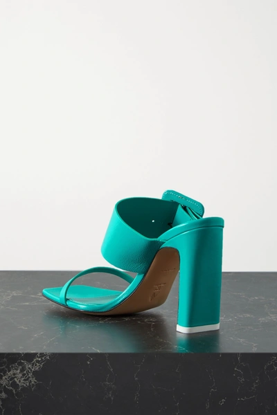 Shop Attico Naomi Buckled Leather Mules In Jade