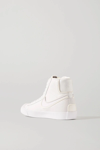 Shop Nike Blazer Mid '77 Infinite Textured-leather High-top Sneakers In White