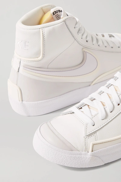 Shop Nike Blazer Mid '77 Infinite Textured-leather High-top Sneakers In White