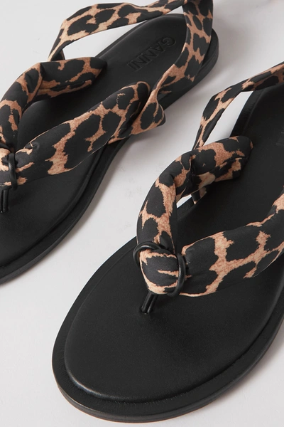 Shop Ganni Leopard-print Shell And Leather Sandals In Leopard Print