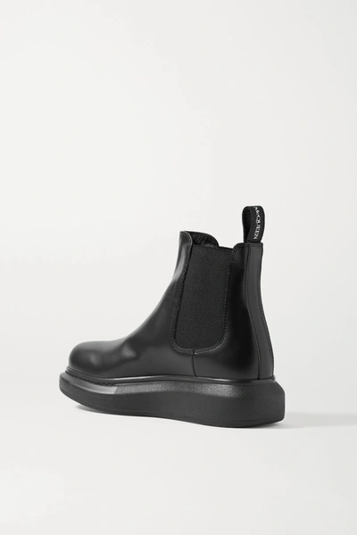Shop Alexander Mcqueen Leather Exaggerated-sole Chelsea Boots In Black
