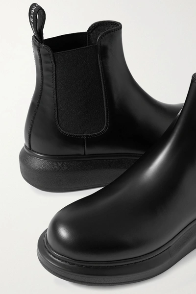 Shop Alexander Mcqueen Leather Exaggerated-sole Chelsea Boots In Black