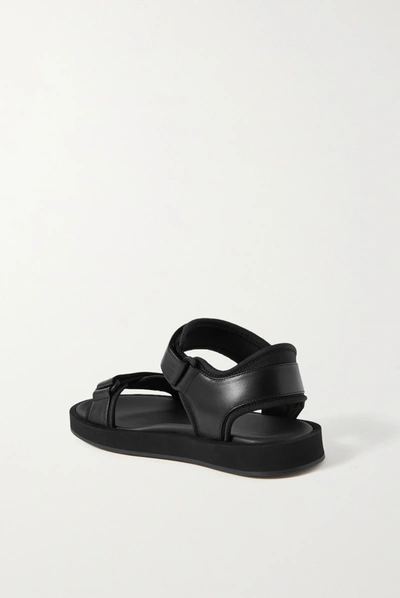 Shop The Row Hook And Loop Leather And Stretch Sandals In Black