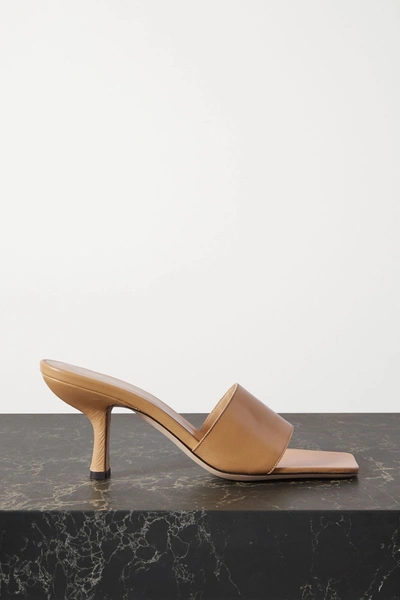 Shop By Far Dylan Leather Mules In Tan