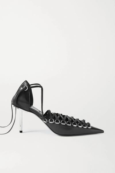 Shop Balenciaga Corset Lace-up Leather Pumps In Black