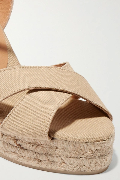 Shop Castaã±er + Net Sustain Blaudel 100 Canvas Wedge Sandals In Beige