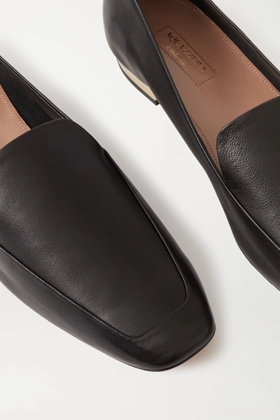 Shop Aquazzura Greenwich 10 Leather Loafers In Black