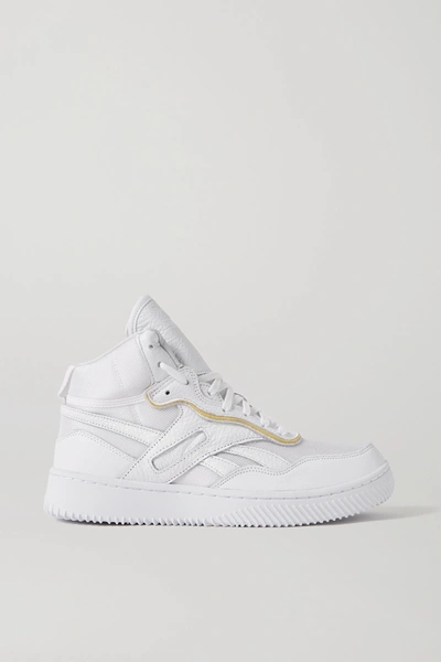 Shop Victoria Beckham Dual Court Mesh And Textured-leather Sneakers In White