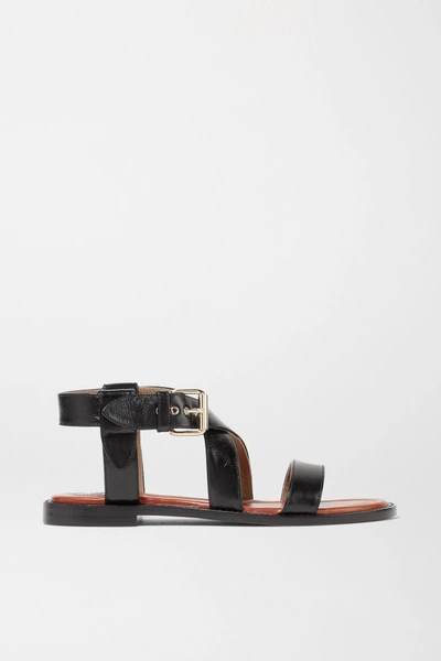 Shop Chloé Aria Leather Sandals In Black
