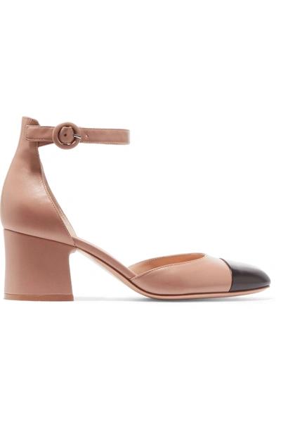 Shop Gianvito Rossi 60 Two-tone Leather Mary Jane Pumps In Beige