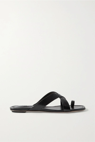 Shop Porte & Paire Leather Sandals In Black