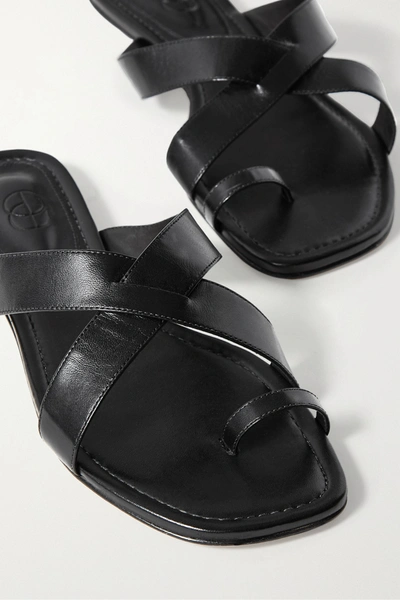 Shop Porte & Paire Leather Sandals In Black