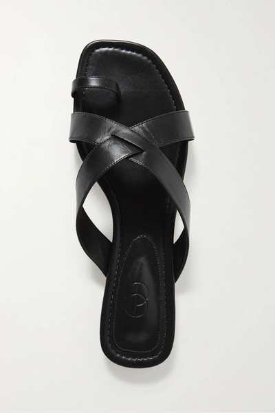 Shop Porte & Paire Leather Sandals In Black
