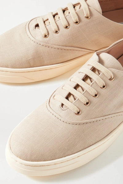 Shop Gabriela Hearst Marcello Linen Sneakers In Tan