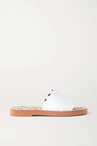 Shop See By Chloé Scalloped Leather Slides In White