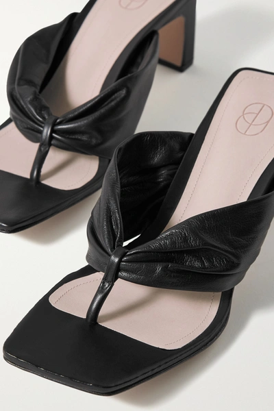 Shop Porte & Paire Gathered Leather Sandals In Black