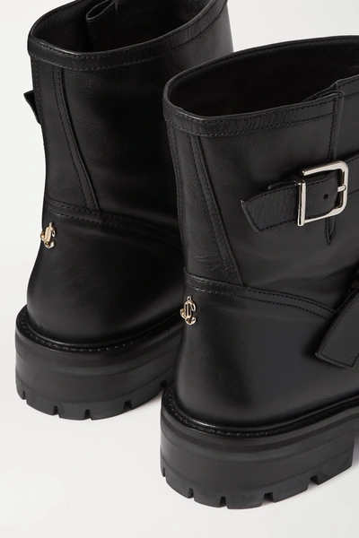 Shop Jimmy Choo Youth Ii Buckled Leather Ankle Boots In Black