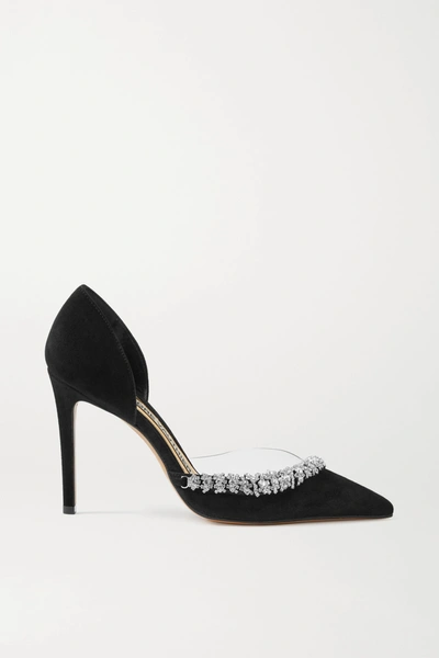 Shop Alexandre Vauthier Ane Crystal-embellished Suede And Pvc Pumps In Black