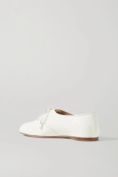 Shop Gabriela Hearst Maya Leather Lace-up Ballet Flats In Ivory