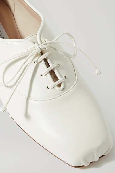 Shop Gabriela Hearst Maya Leather Lace-up Ballet Flats In Ivory