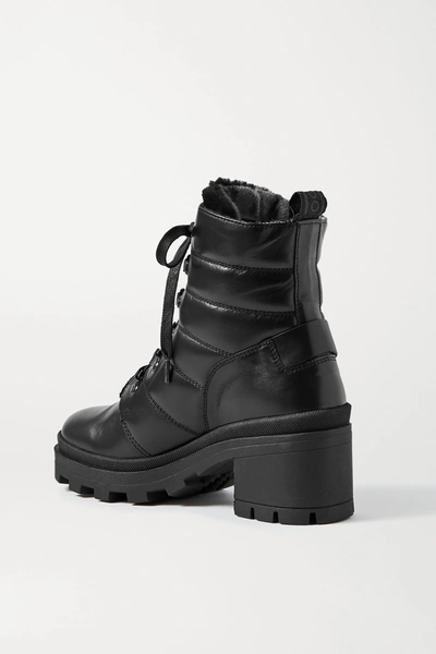 Shop Bogner Belgrade Leather And Shearling Ankle Boots In Black
