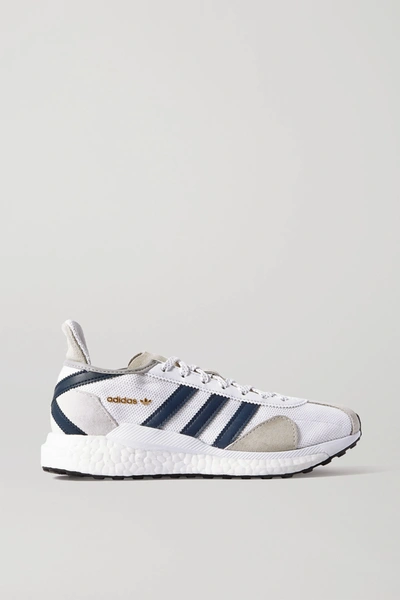 Shop Adidas Originals + Human Made Tokio Solar Leather-trimmed Suede And Mesh Sneakers In White