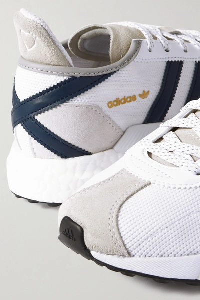 Shop Adidas Originals + Human Made Tokio Solar Leather-trimmed Suede And Mesh Sneakers In White
