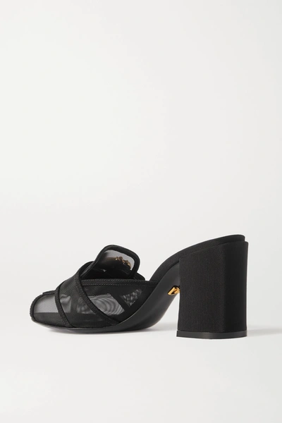 Shop Dolce & Gabbana Embellished Mesh And Faille Sandals In Black
