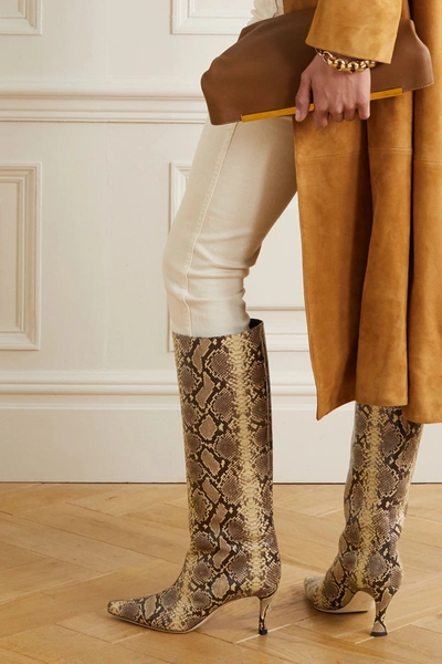 Shop By Far Stevie Snake-effect Leather Knee Boots In Snake Print