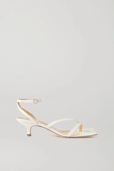 Shop A.w.a.k.e. Delta Low Leather Sandals In White