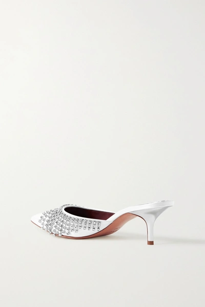 Shop Area Crystal-embellished Patent-leather Mules In White