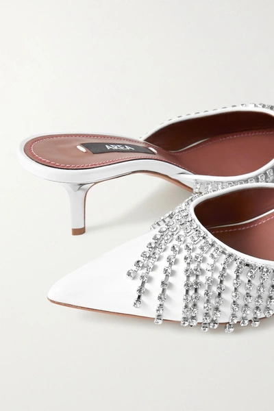 Shop Area Crystal-embellished Patent-leather Mules In White