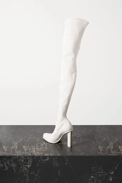 Shop Alexander Mcqueen Leather Over-the-knee Boots In White